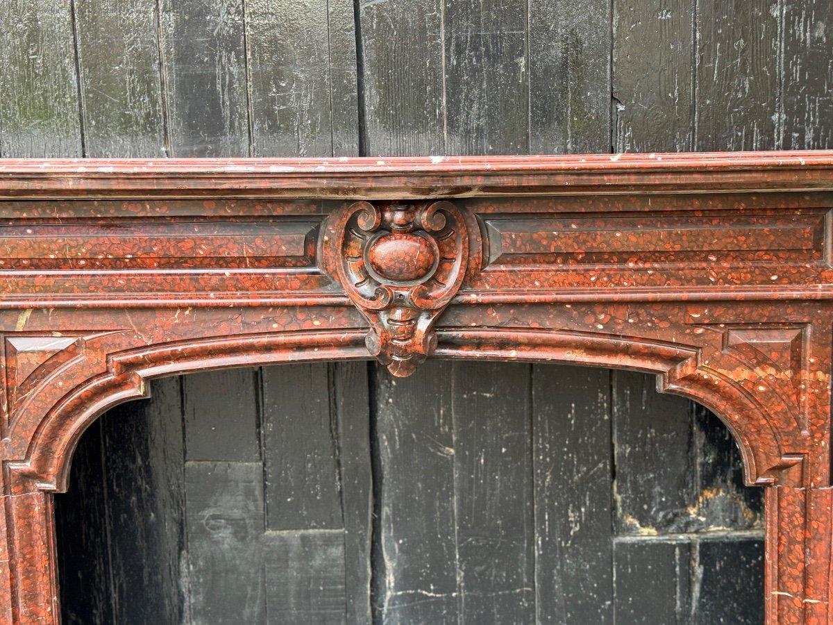 Napoleon III Red Griotte Marble Mantel Circa 1880 For Sale 3