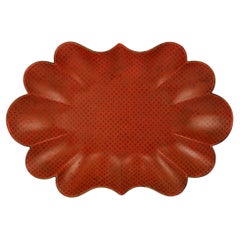 Napoleon III Red Laquer Papier Maché Lobed Basket Star pattern France 1880