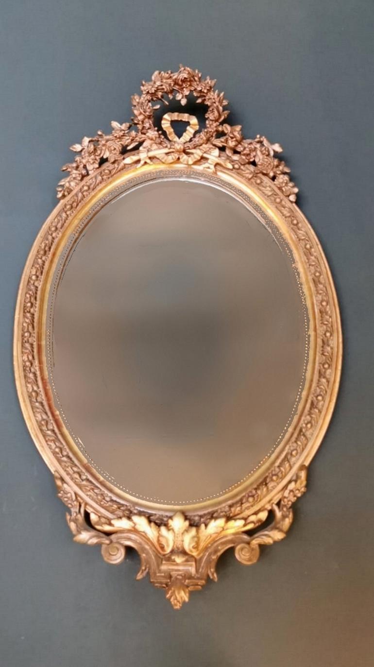 Gilt Napoleon III Rococò Style French Gilded Wood Mirror