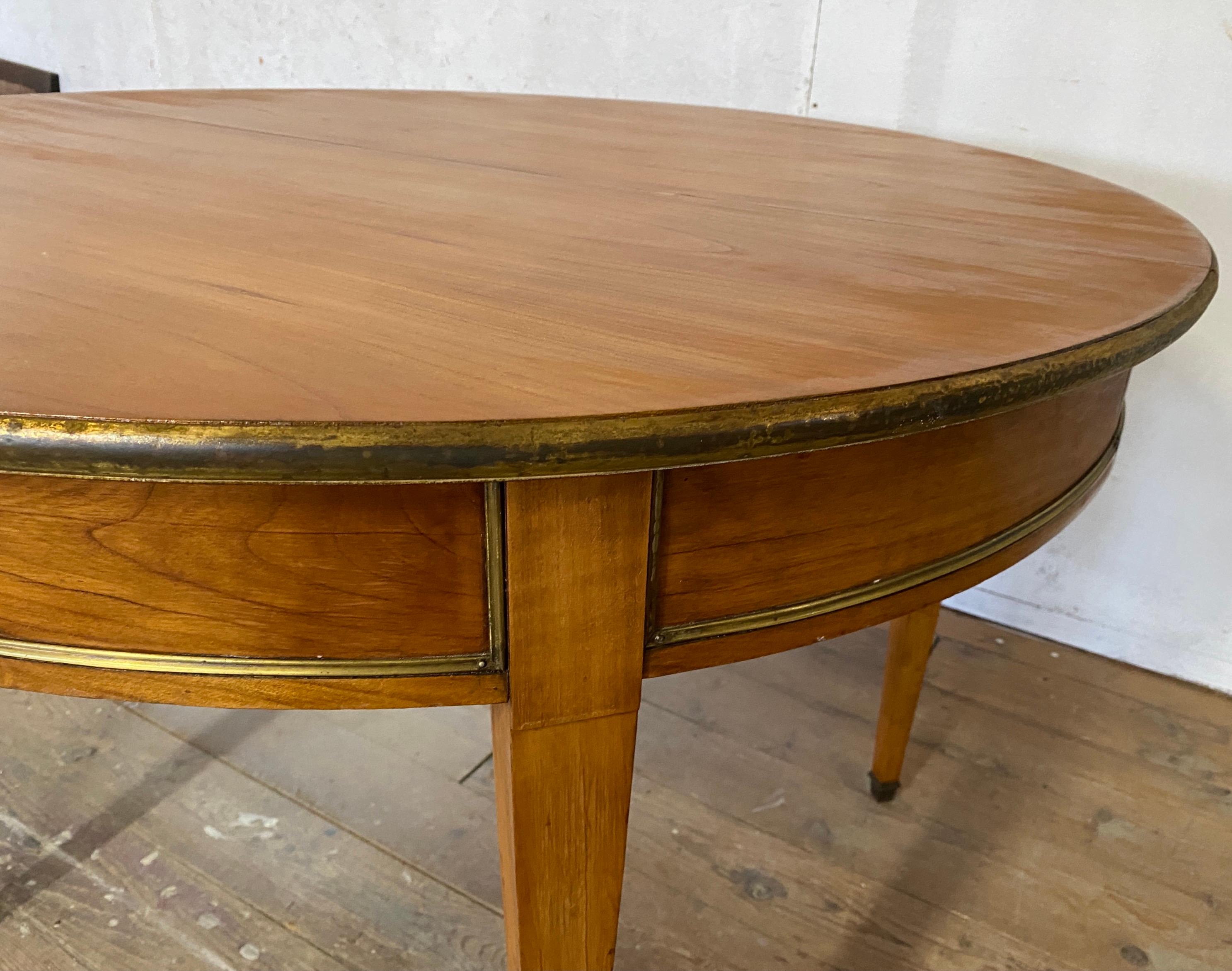 Neoclassical Napoleon III Round Occasional Table with Brass Trim