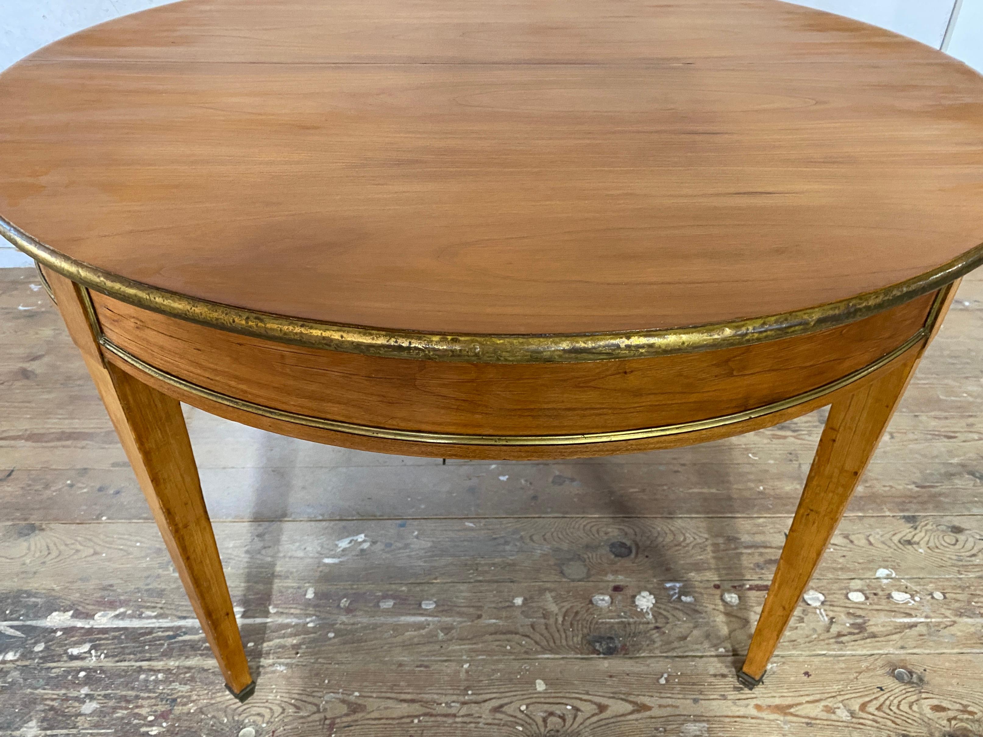 French Napoleon III Round Occasional Table with Brass Trim