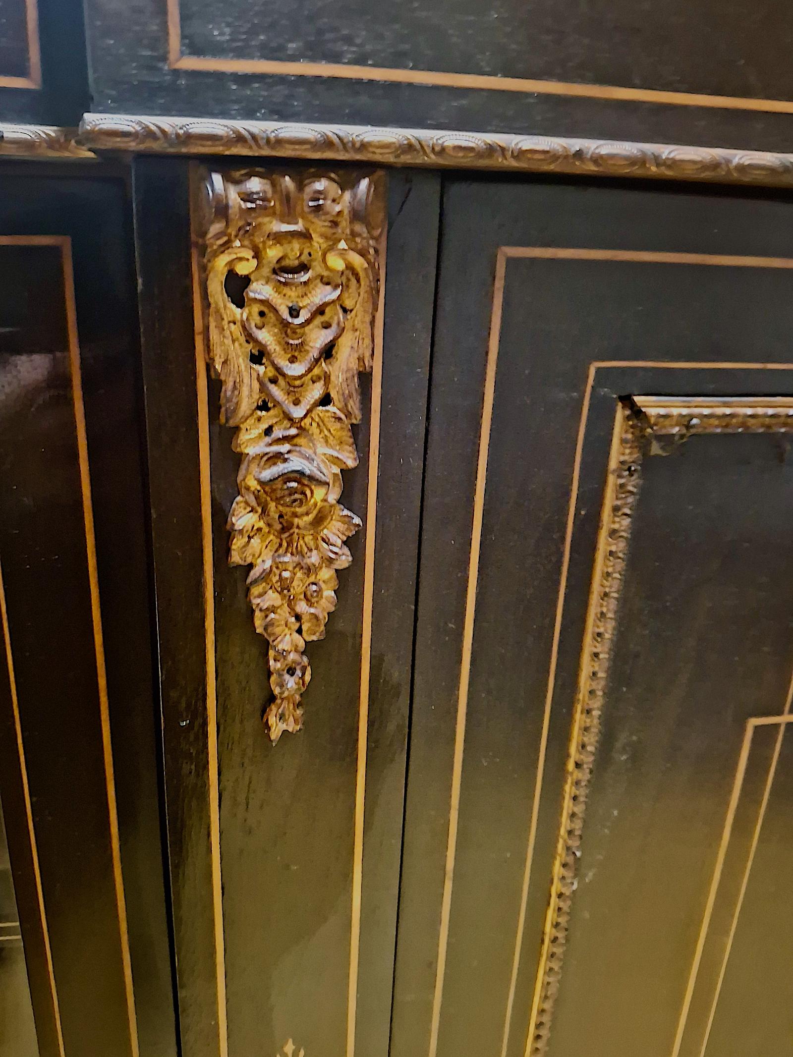 Napoleon III Second Empire Ebonized and Inlaid Credenza For Sale 4