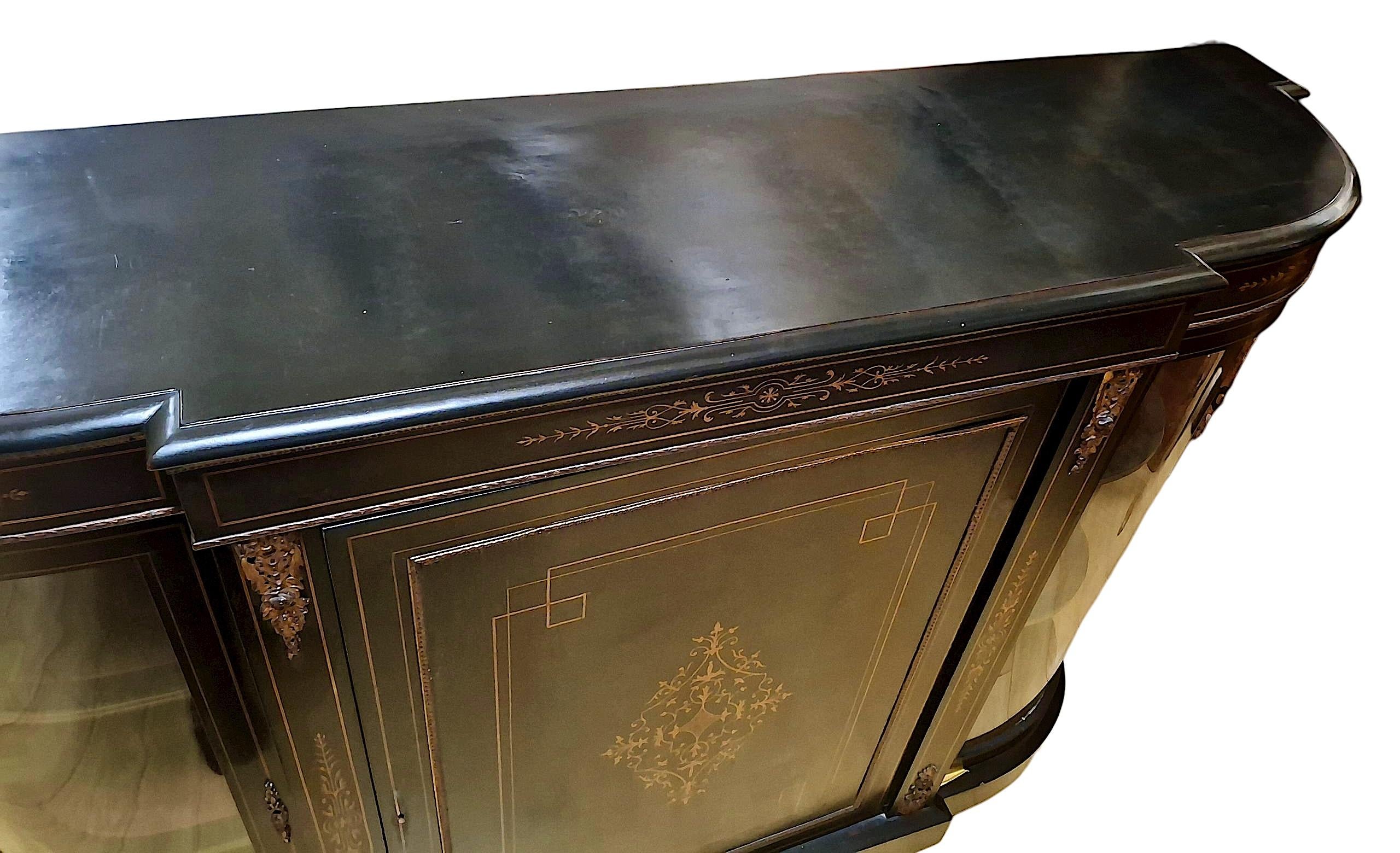 English Napoleon III Second Empire Ebonized and Inlaid Credenza For Sale