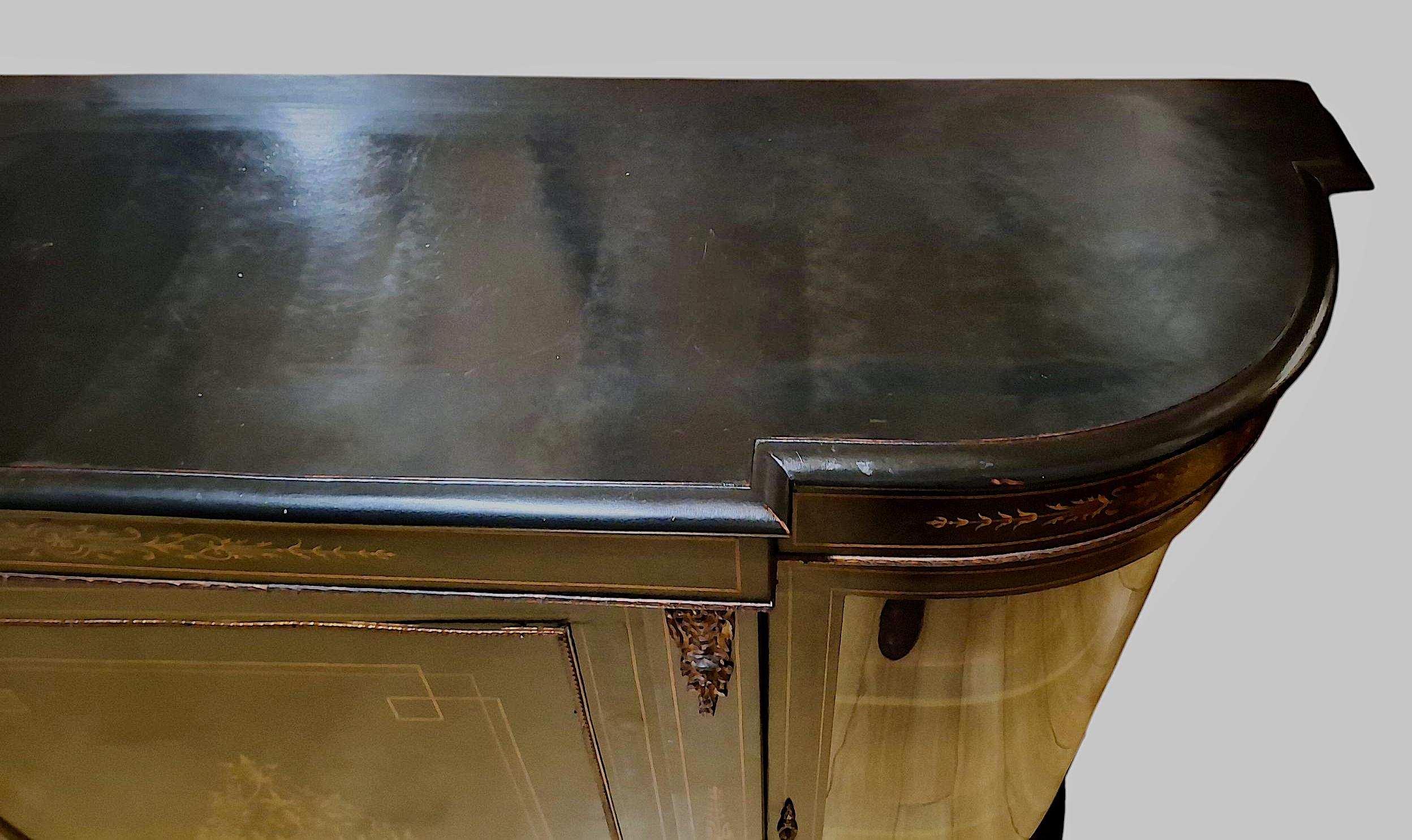 Napoleon III Second Empire Ebonized and Inlaid Credenza In Good Condition For Sale In San Francisco, CA