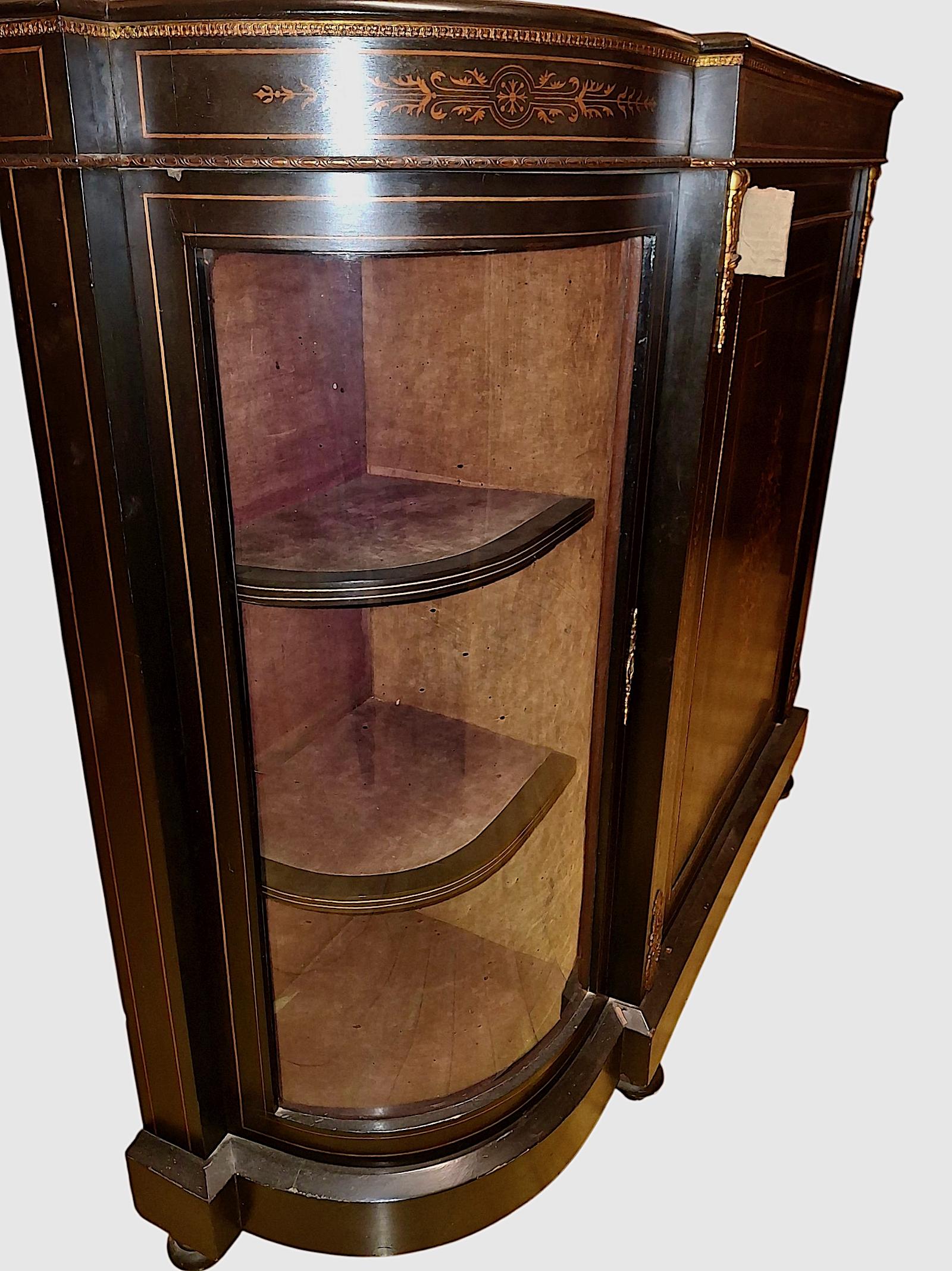 19th Century Napoleon III Second Empire Ebonized and Inlaid Credenza For Sale