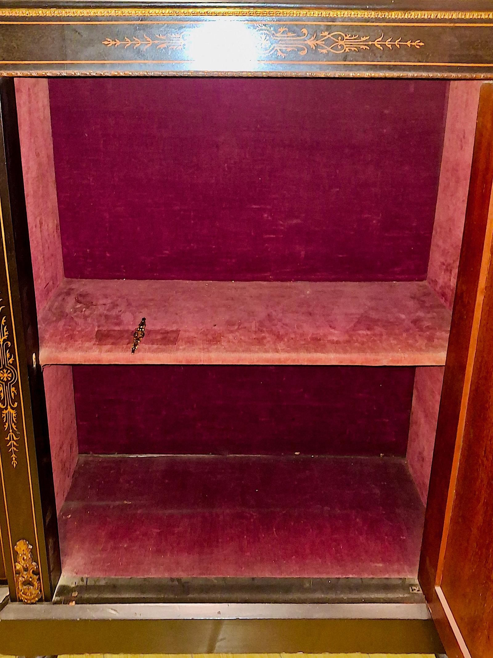 Napoleon III Second Empire Ebonized and Inlaid Credenza For Sale 2