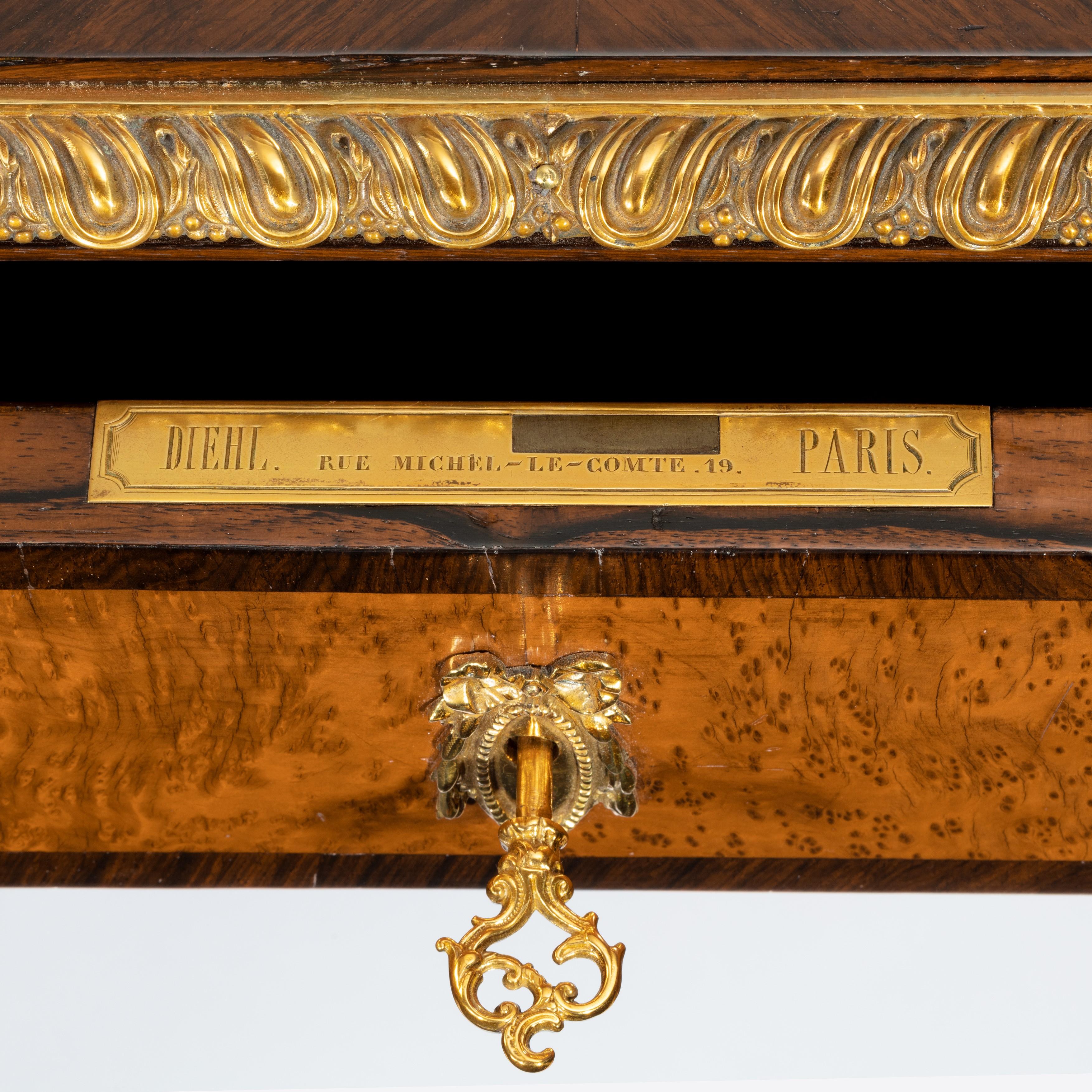 Amboyna Napoleon III Secretaire Desk by Diehl