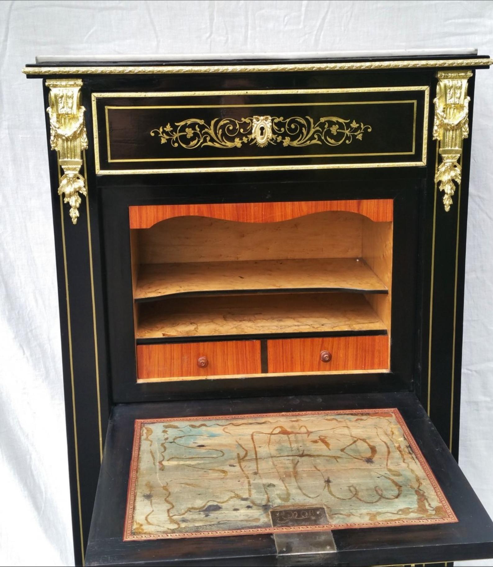Napoleon III Secretary False Week Style Boulle Marquetry, France, 19th Century In Good Condition In Paris, FR