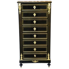 Antique Napoleon III Secretary False Weekend Style Boulle Marquetry, France, 1880