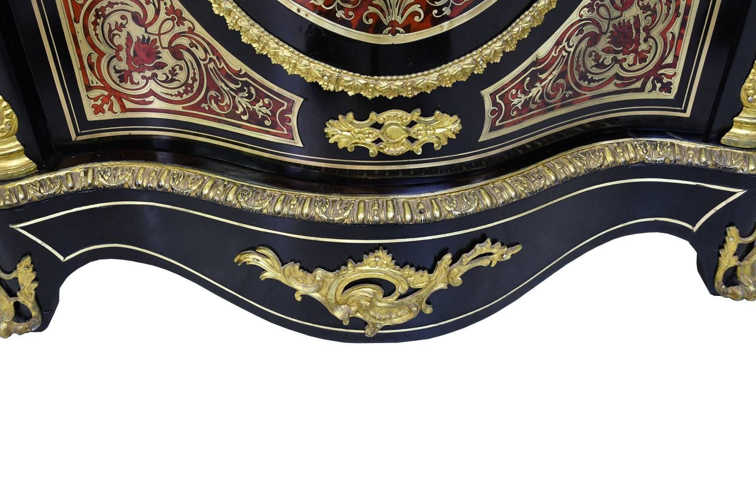 Napoleon III Serpentine-Front Boulle Cabinet, Inlays and Marble, France, 1880 10