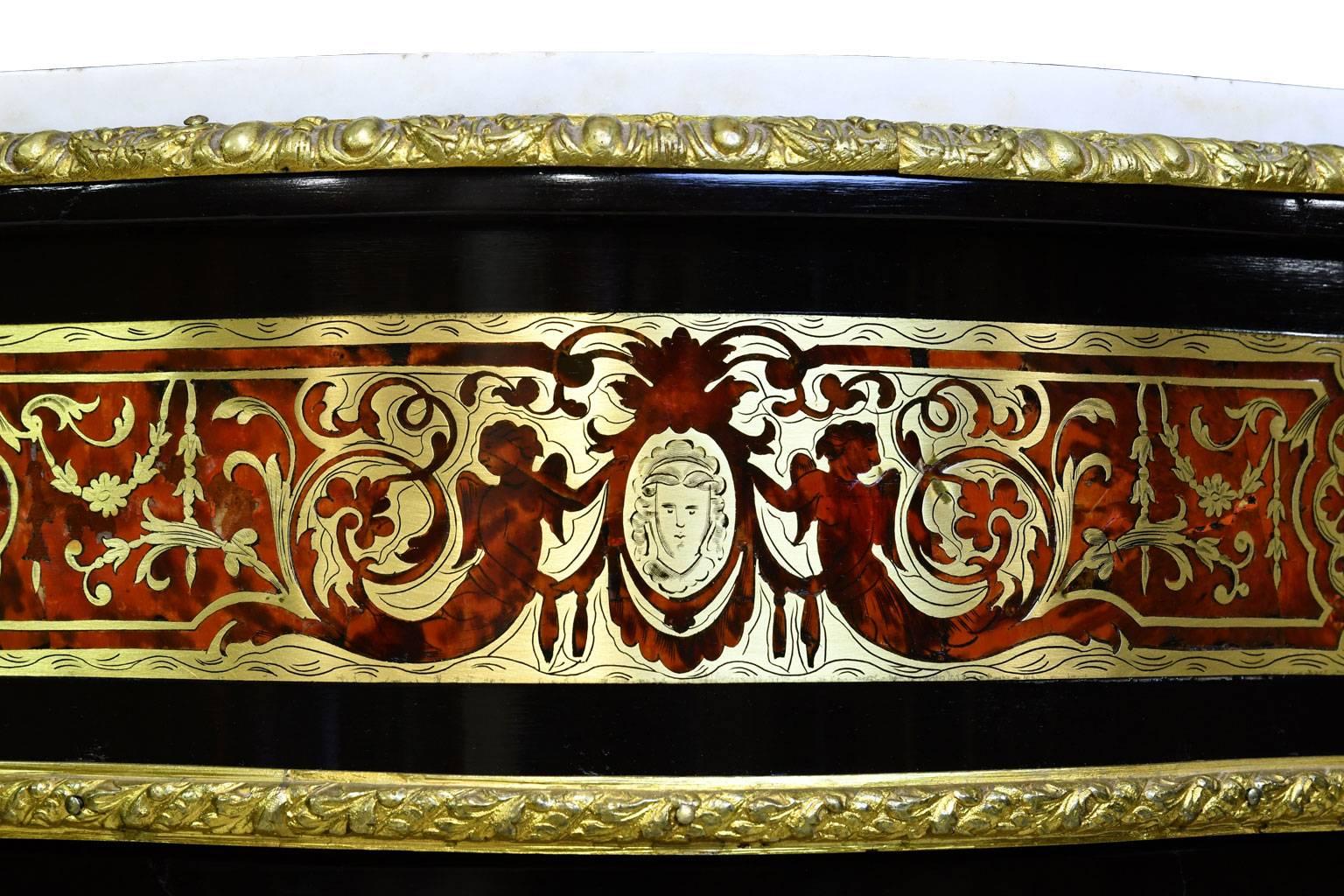 Napoleon III Serpentine-Front Boulle Cabinet, Inlays and Marble, France, 1880 12