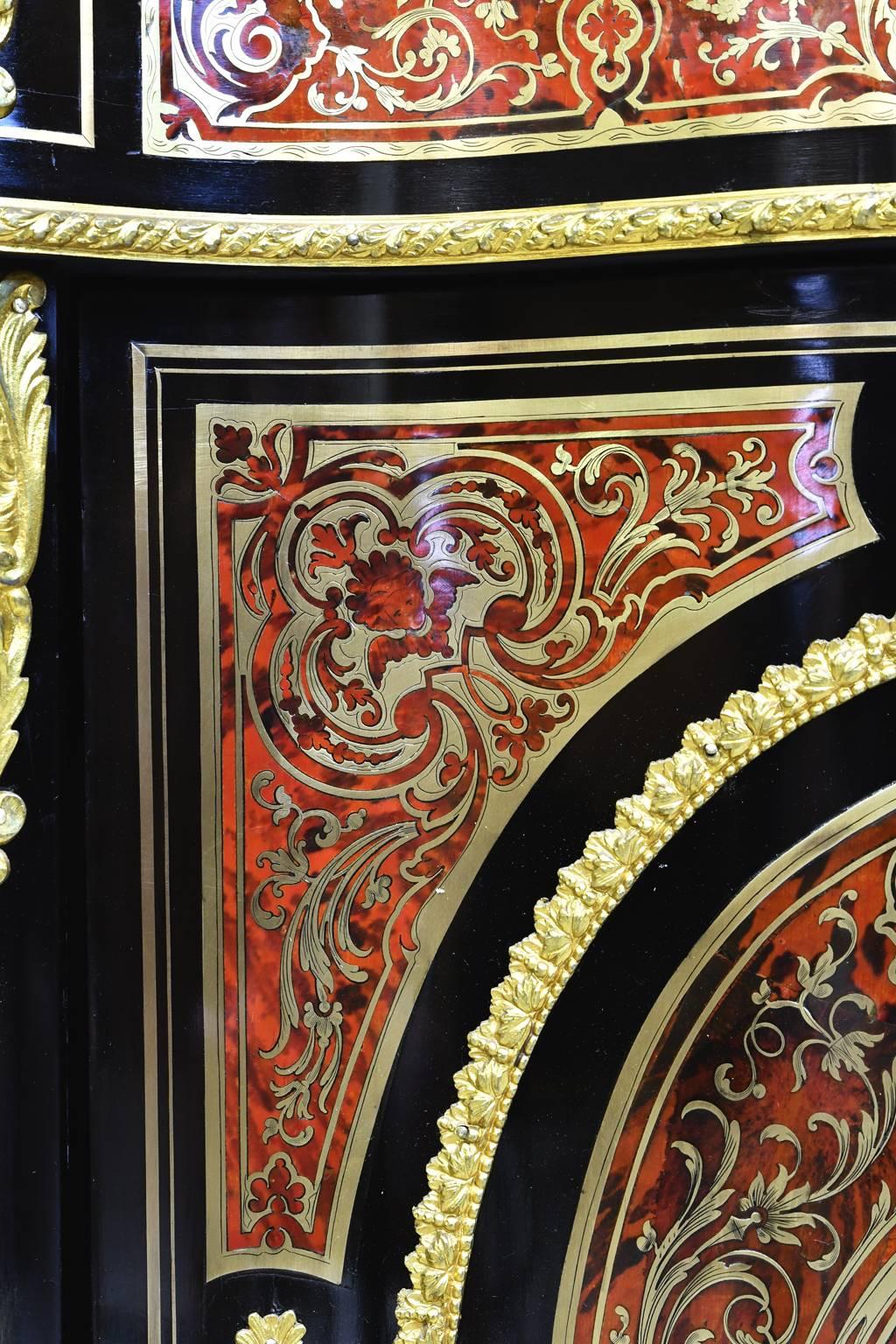 Napoleon III Serpentine-Front Boulle Cabinet, Inlays and Marble, France, 1880 2