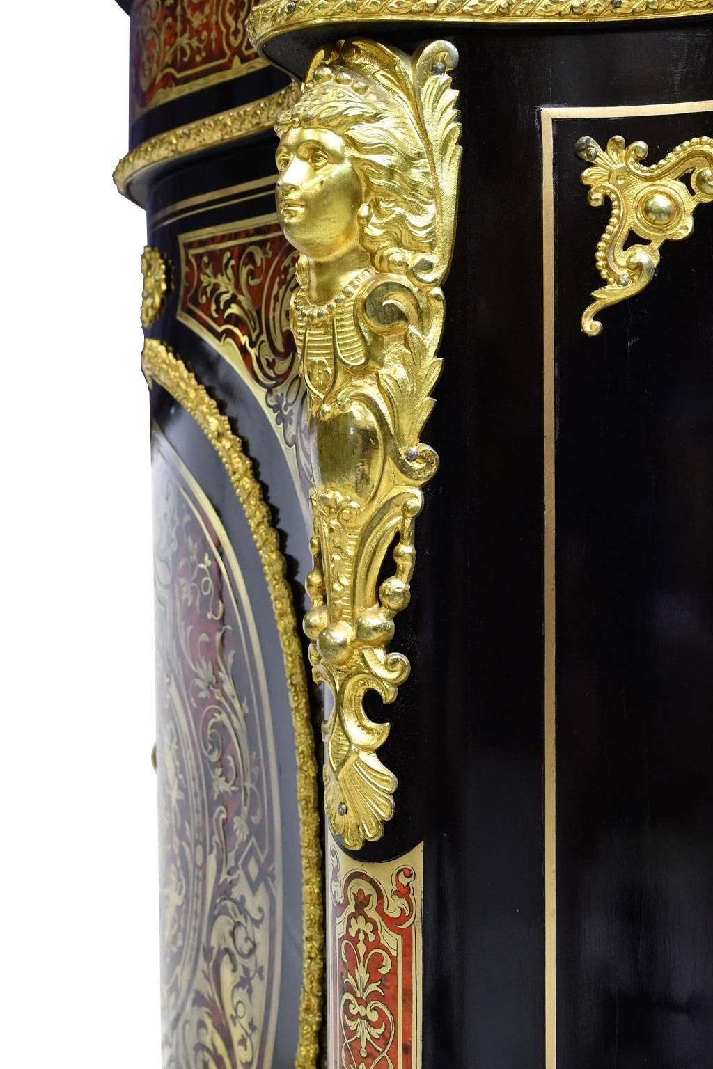 Napoleon III Serpentine-Front Boulle Cabinet, Inlays and Marble, France, 1880 4