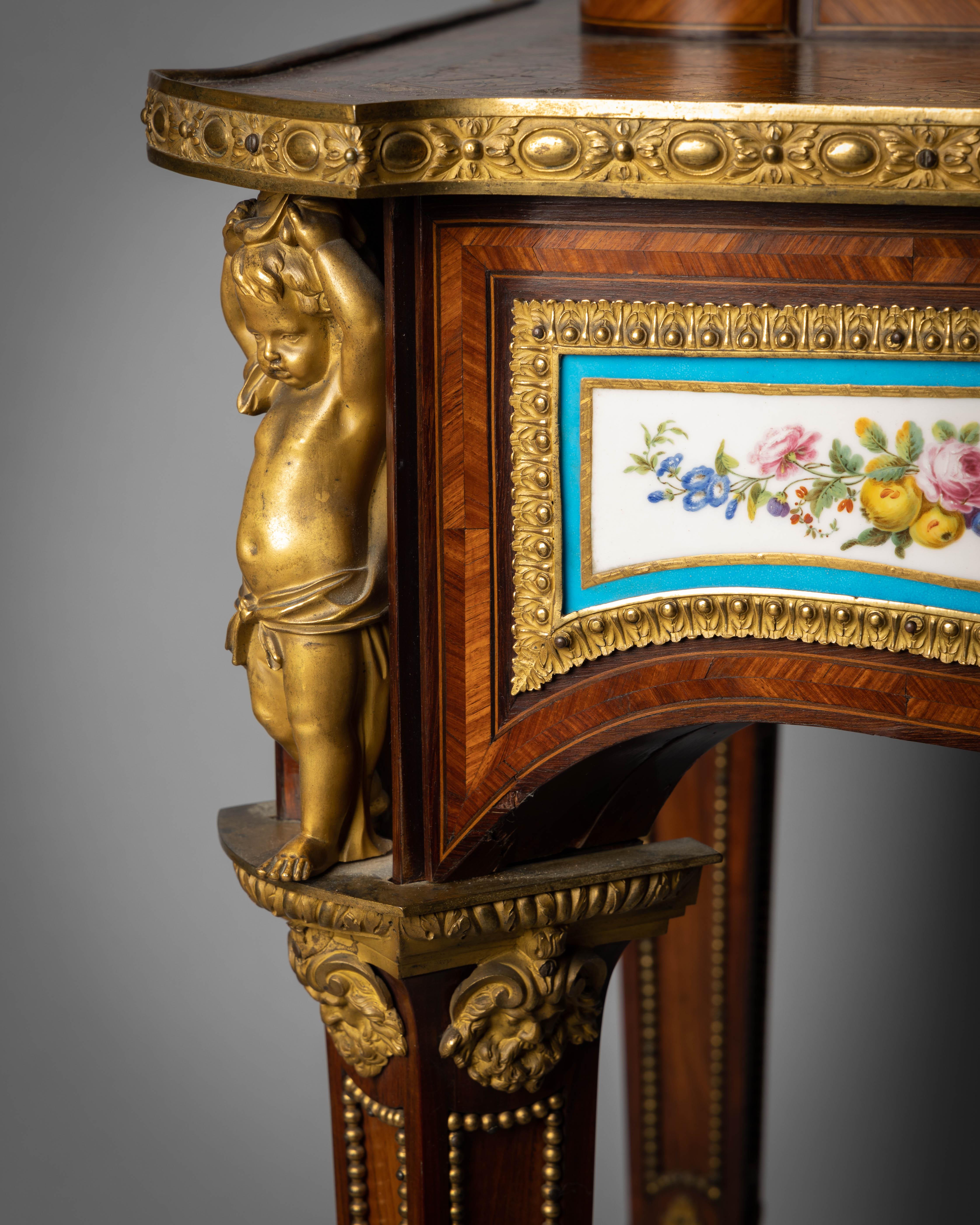 Napoleon III 'Sevres' Porcelain and Ormolu-Mounted Bureau De Dame, circa 1860 For Sale 2