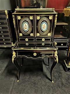 Napoleon III Sèvres Porcelain Boulle Marquetry Secretary, France 19th Century