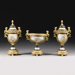Napoléon III Sèvres, Style Three-Piece Garniture Set, French, circa 1870