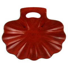 Napoleon III Shell shaped  Red Laquer Papier Maché Tray Star pattern France