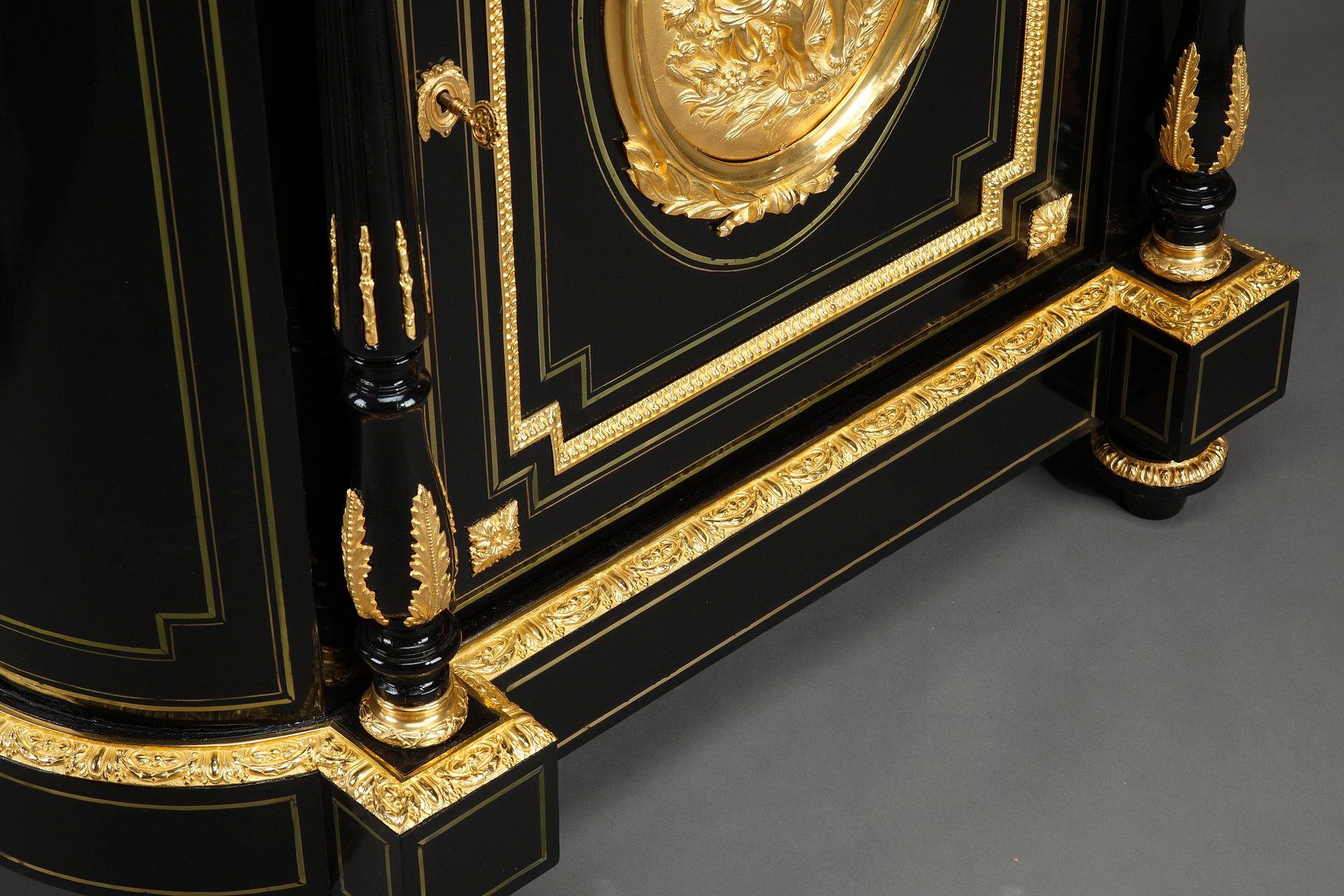 Napoleon III Sideboard in Blackened Wood and Gilded Bronzes For Sale 6