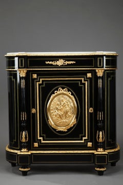 Napoleon III Sideboard in Blackened Wood and Gilded Bronzes