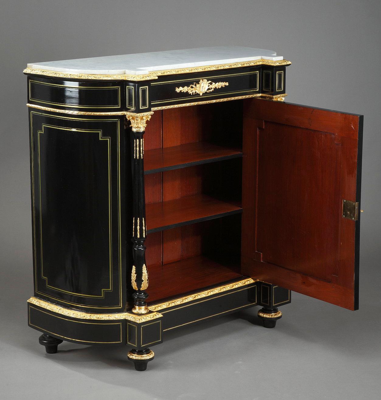 Napoleon III Sideboard in Blackened Wood and Gilded Bronzes For Sale 2