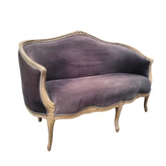 Canapé Napoléon III Corbeille chêne gris chêne lavé France