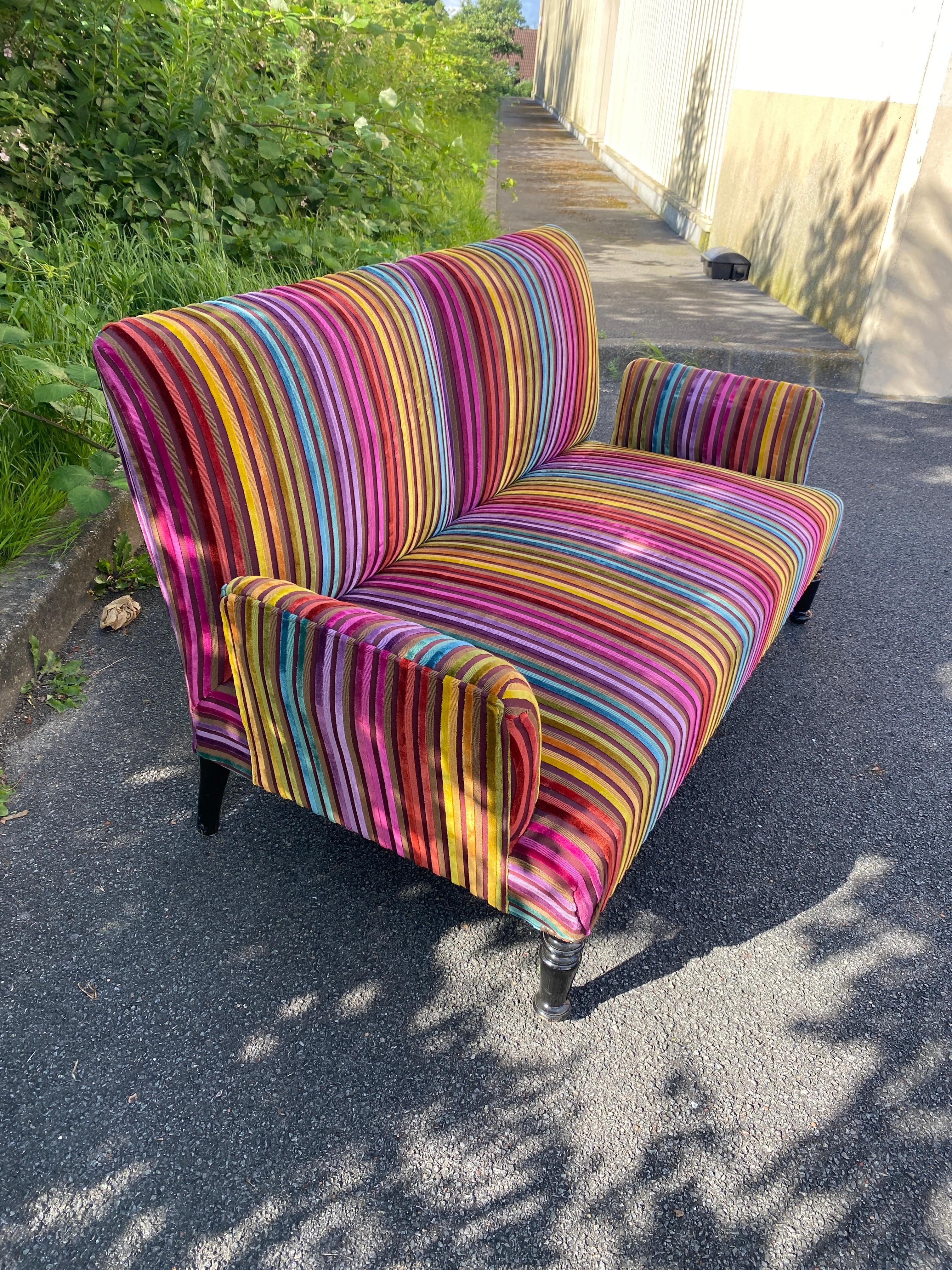 Sofa Napoleon III., restauriert (Samt) im Angebot