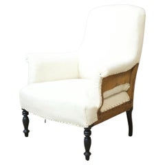 Napoleon III Square Back Armchair with Tall Turned Legs