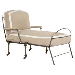 Chaise de campagne Napoléon III en acier et laiton
