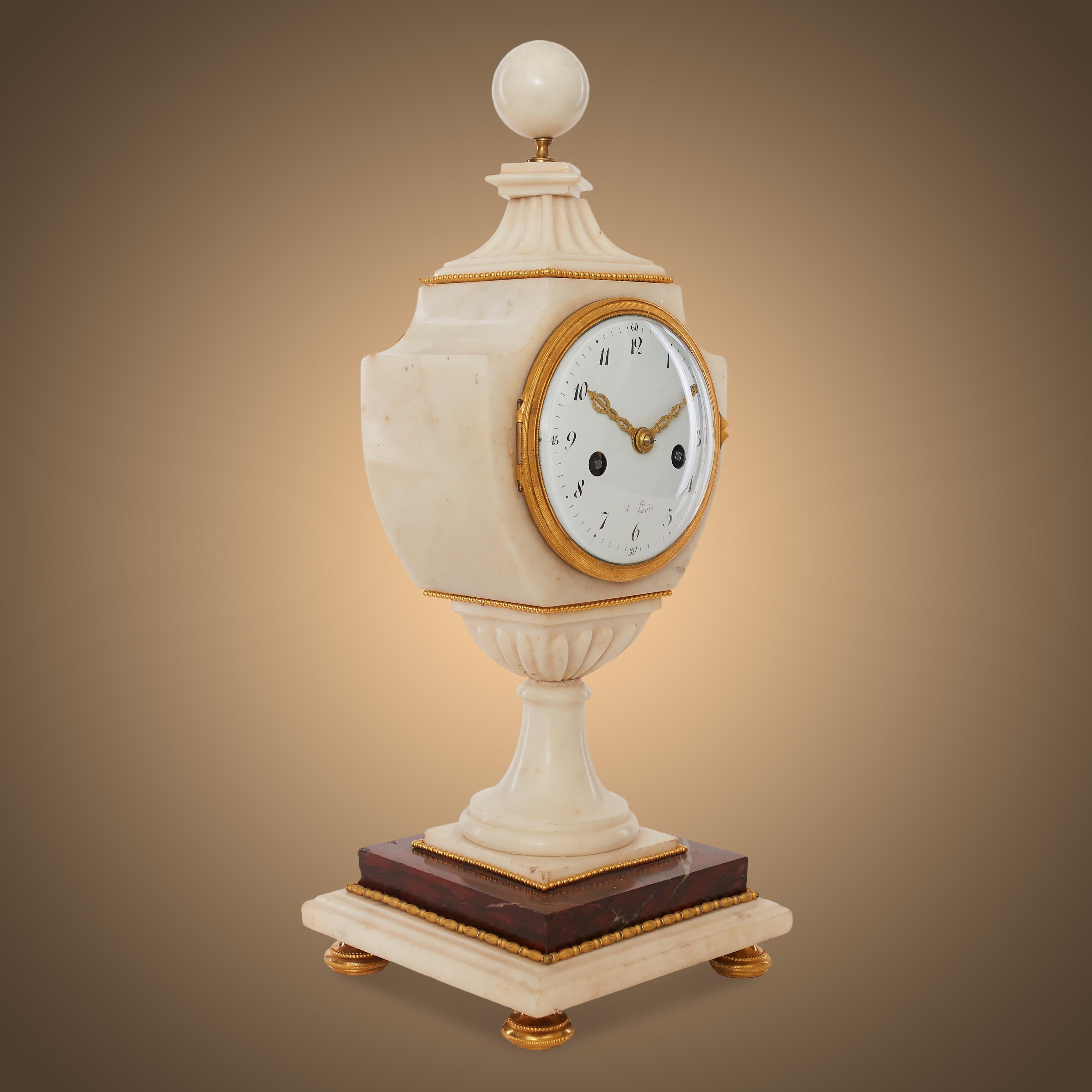 Directoire Napoleon III Striking Porcelain Mantel Clock, the Flawless Beauty of Porcelain For Sale