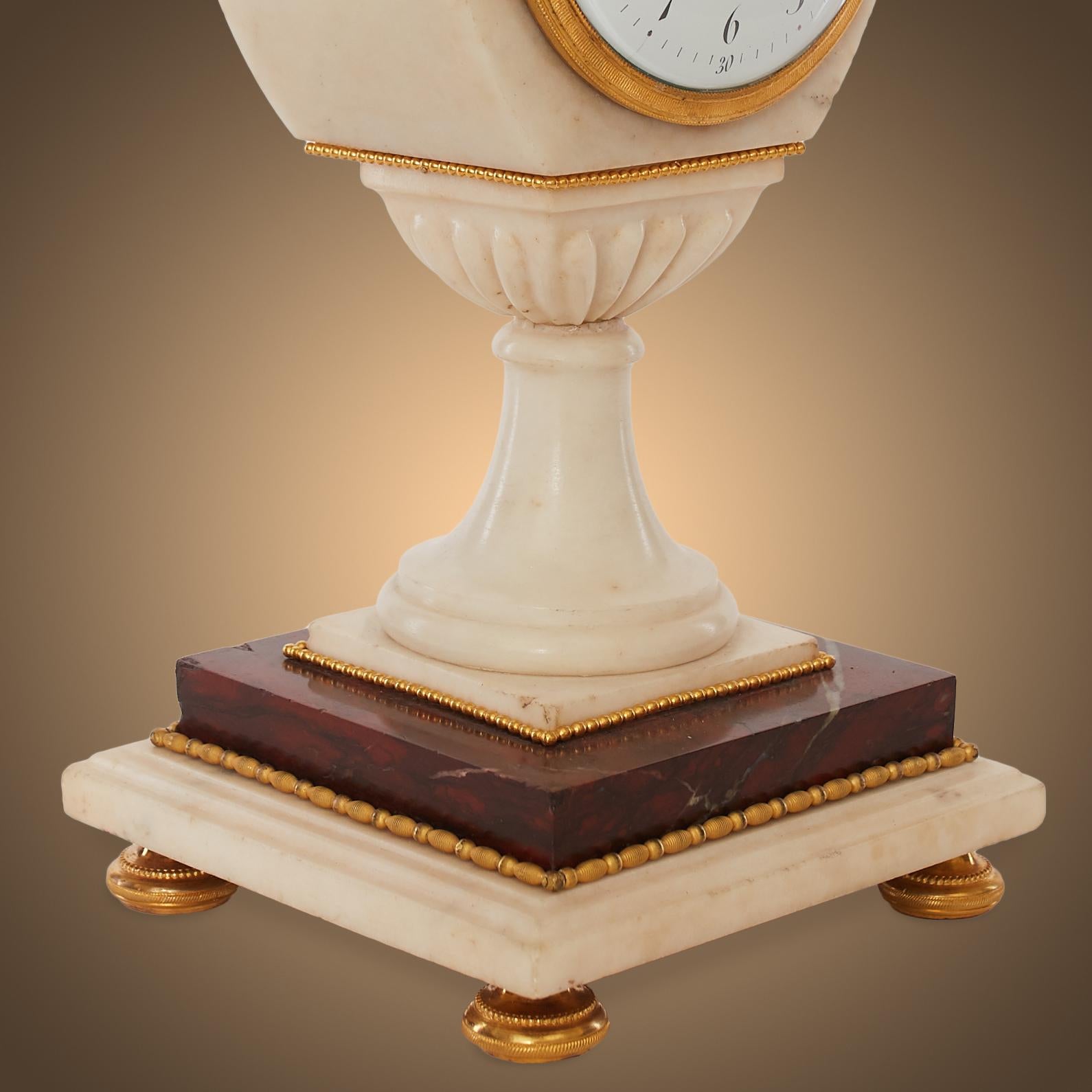 Gilt Napoleon III Striking Porcelain Mantel Clock, the Flawless Beauty of Porcelain For Sale