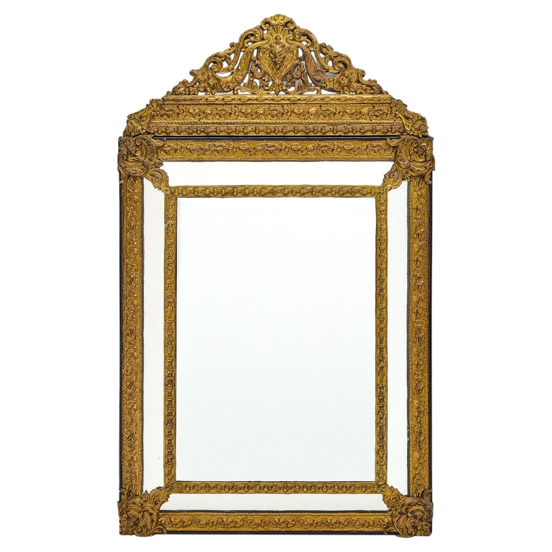 Specchio francese antico in stile Napoleone III, cornice in ormù, 1880, Francia