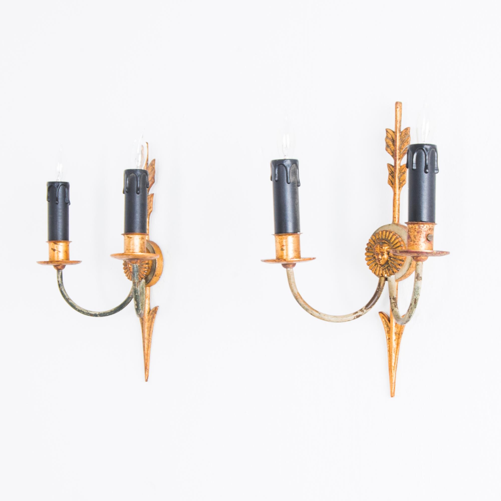 French Napoleon III Style Arrow Wall Sconces, a Pair