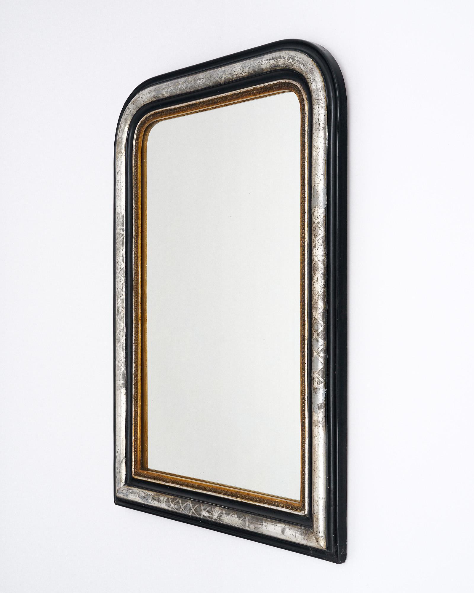 Specchio nero e argento in stile Napoleone III in vendita 2