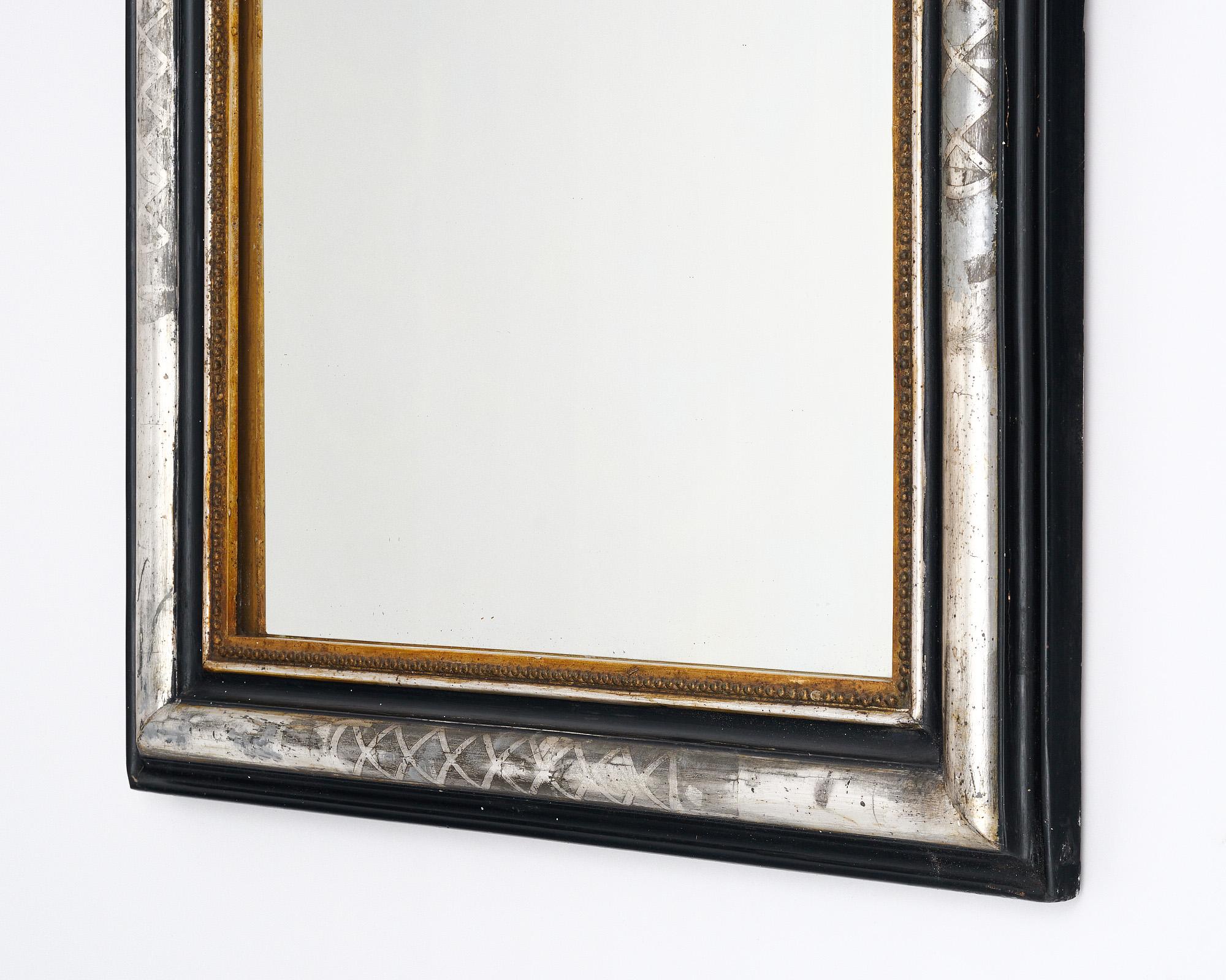 Specchio nero e argento in stile Napoleone III in vendita 3