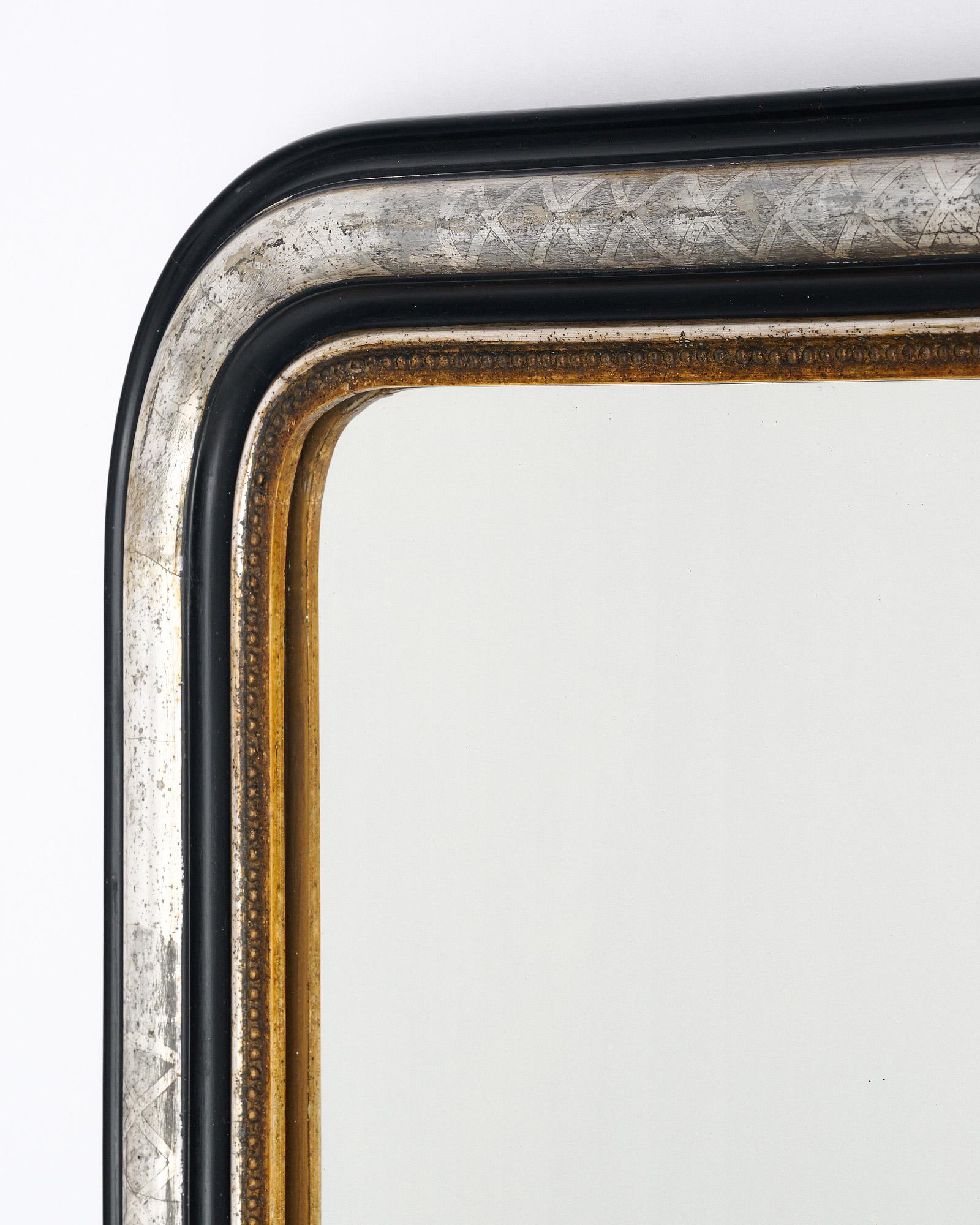 Specchio nero e argento in stile Napoleone III in vendita 4