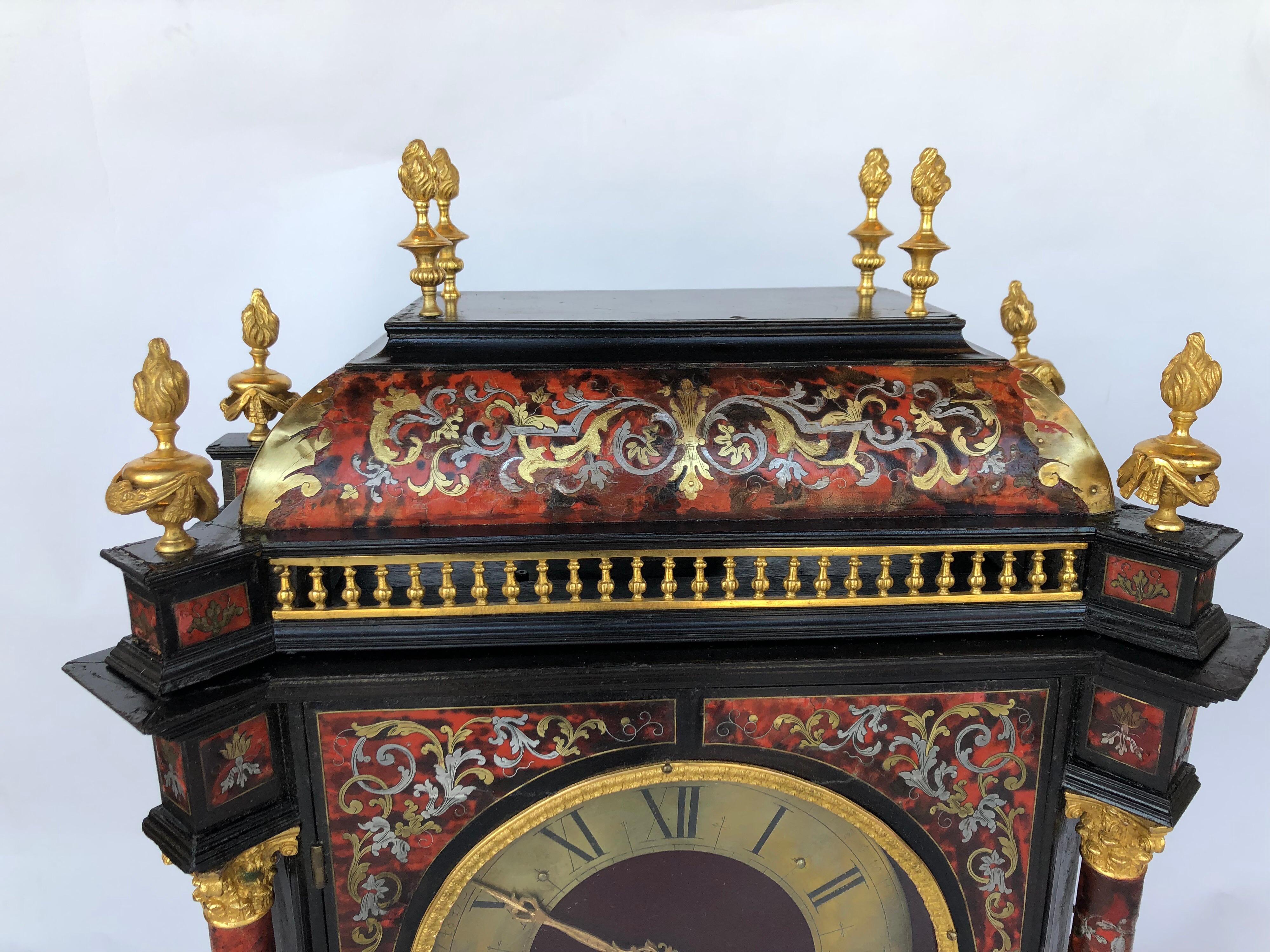 French Napoleon III Style Boulle Marquetry Clock