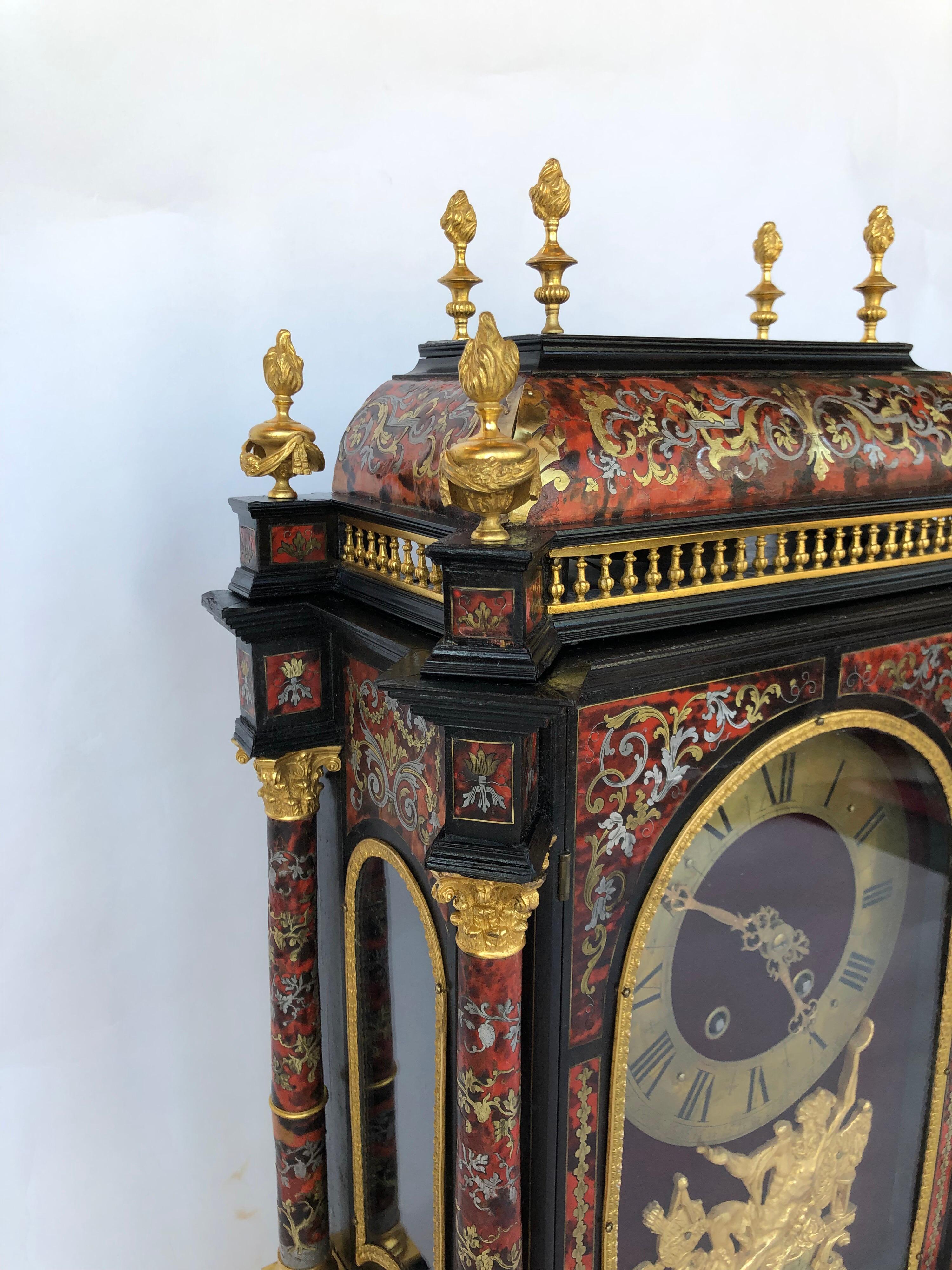Napoleon III Style Boulle Marquetry Clock In Good Condition In Los Angeles, CA