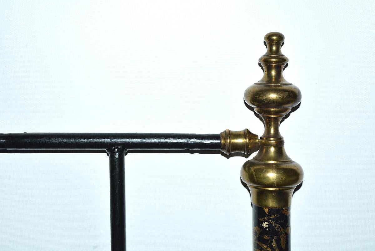 French Napoleon III Style Brass and Iron Decorated King Headboard