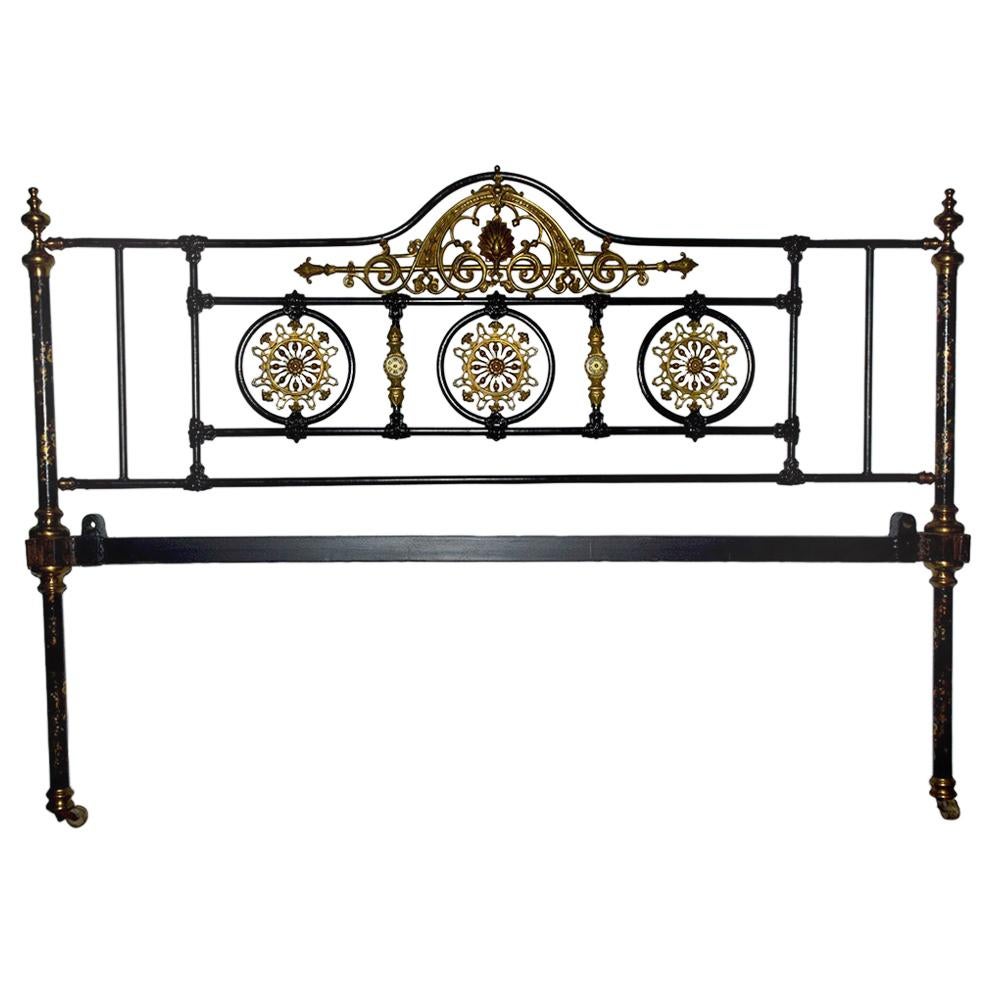 Napoleon III Style Brass and Iron Decorated King Headboard