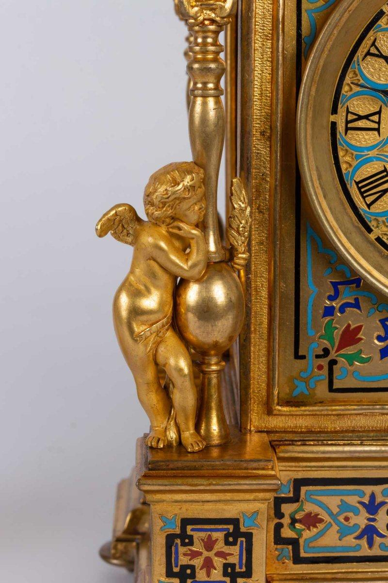 Napoleon III Style Bronze and Cloisonné Enamel Mantel Set 6