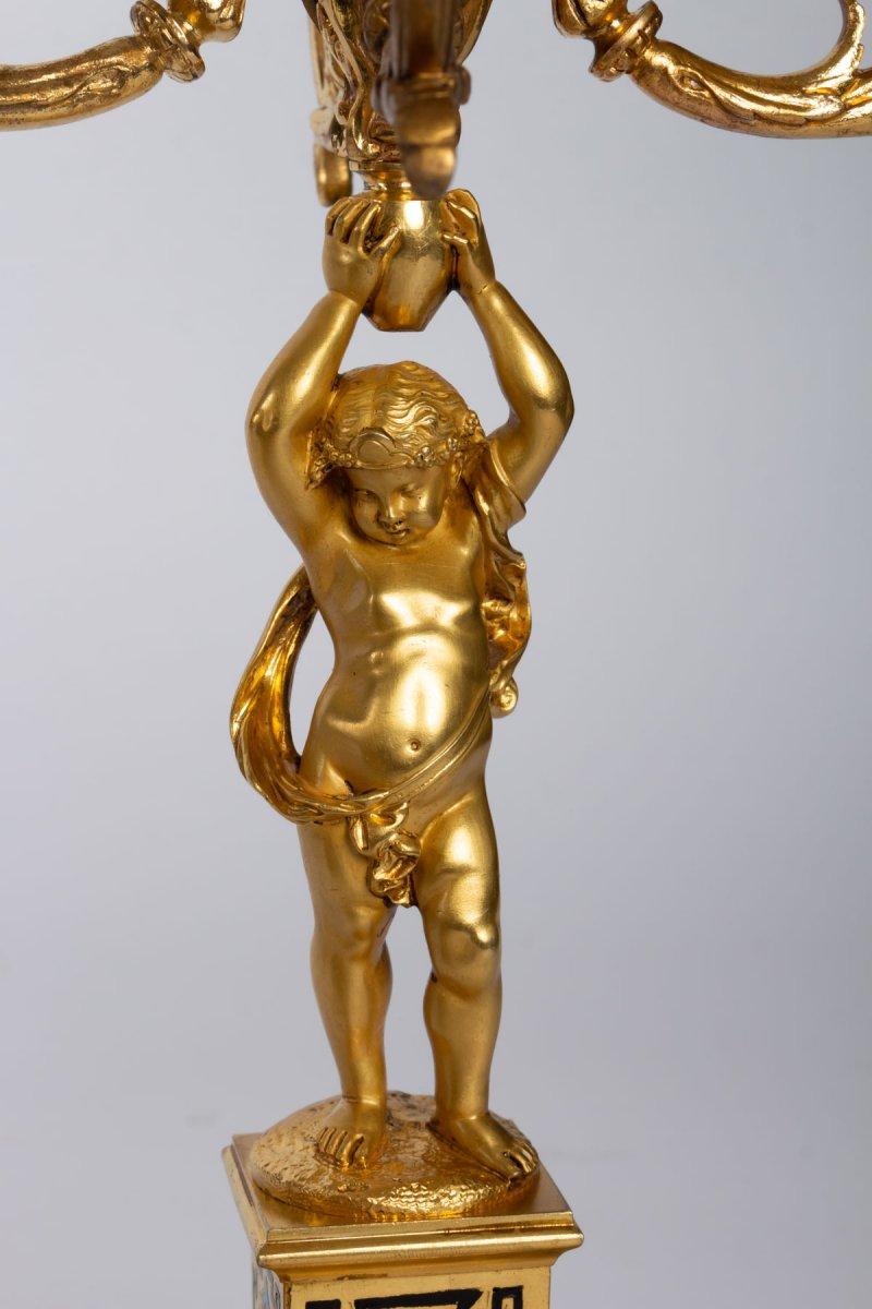 Napoleon III Style Bronze and Cloisonné Enamel Mantel Set 1