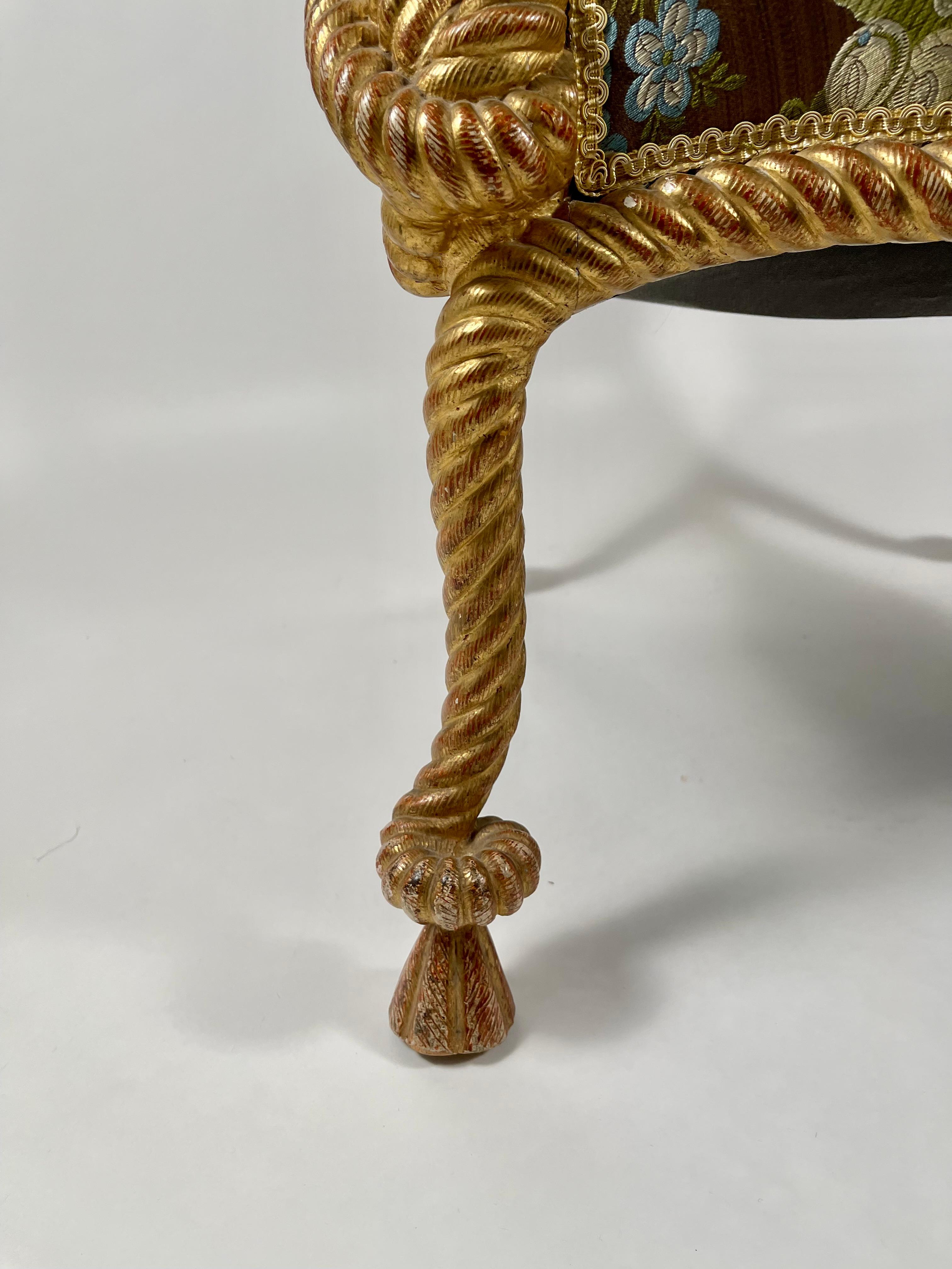 Napoleon III Style Carved and Gilded Rope and Tassel Armchair 6
