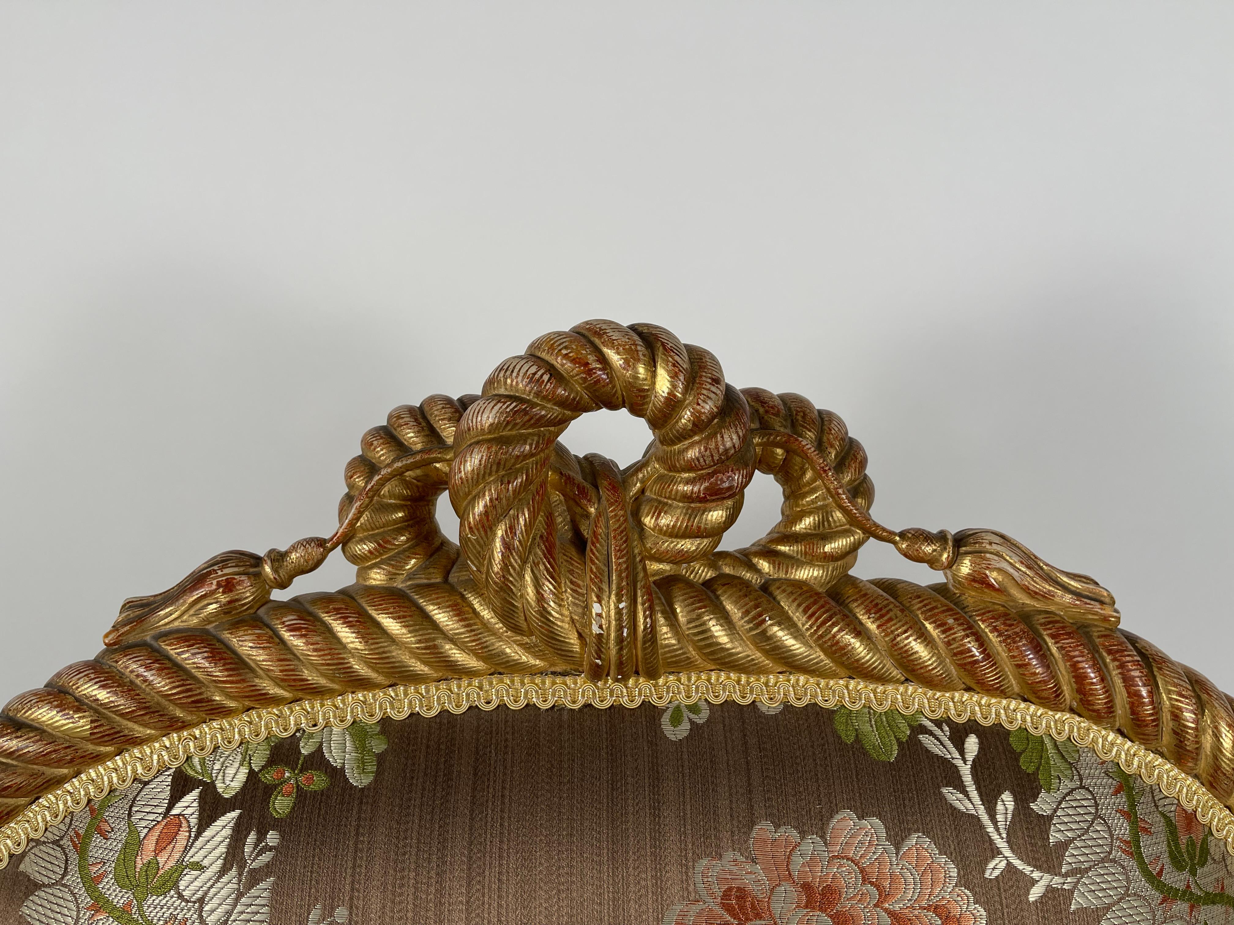 Napoleon III Style Carved and Gilded Rope and Tassel Armchair 1
