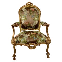 Napoleon III Style Carved and Gilded Rope and Tassel Armchair