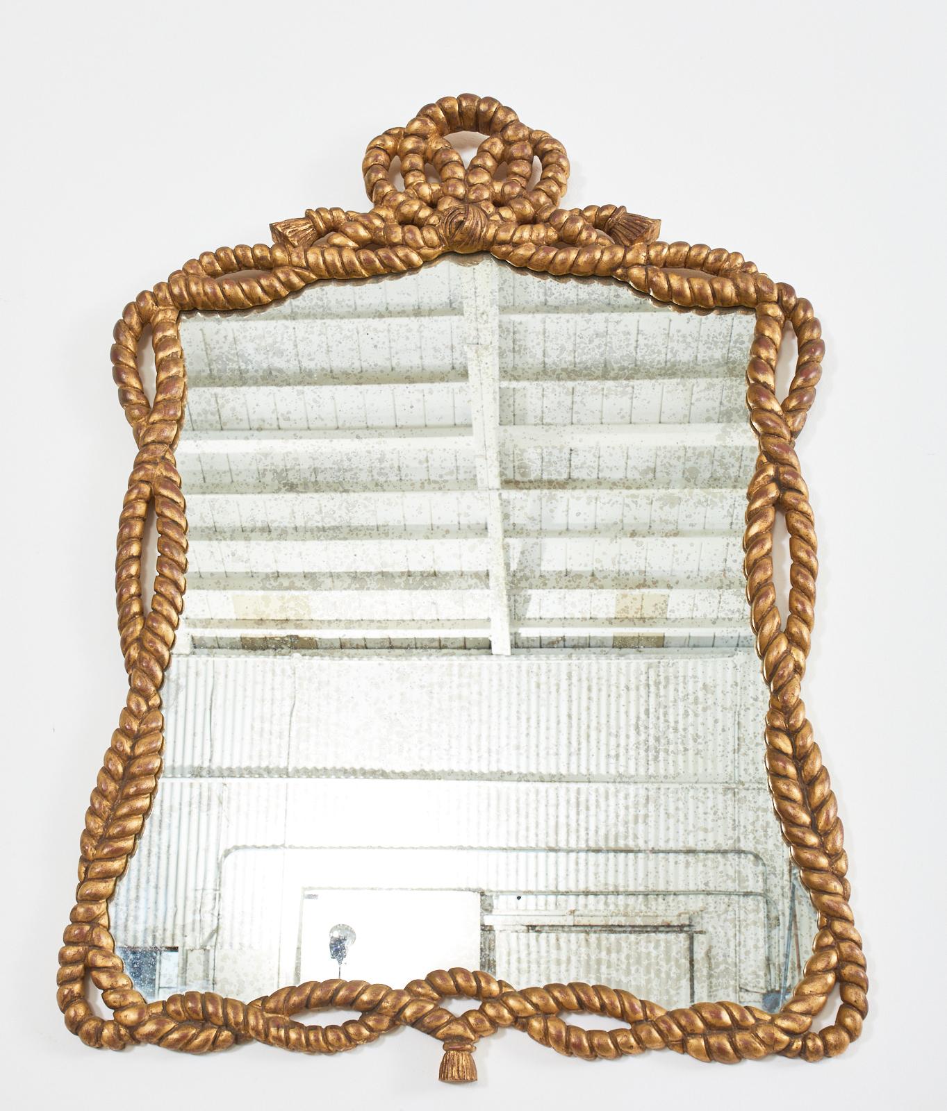Napoleon III Style Carved Giltwood Rope Tassel Mirror For Sale 10