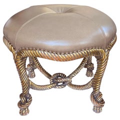Napoleon III Style Carved Giltwood Rope-Twist Stool; Manner of A.M.E. Fournier