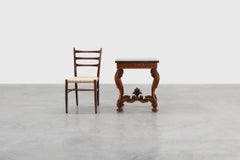 Napoleon III style Carved Walnut side table with Bluestone top, France ca. 1900