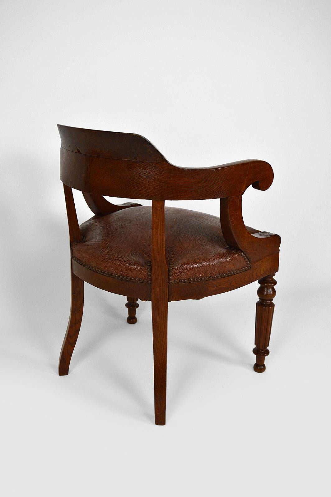 Carved Napoleon III Style Desk Armchair, France, circa 1880 For Sale