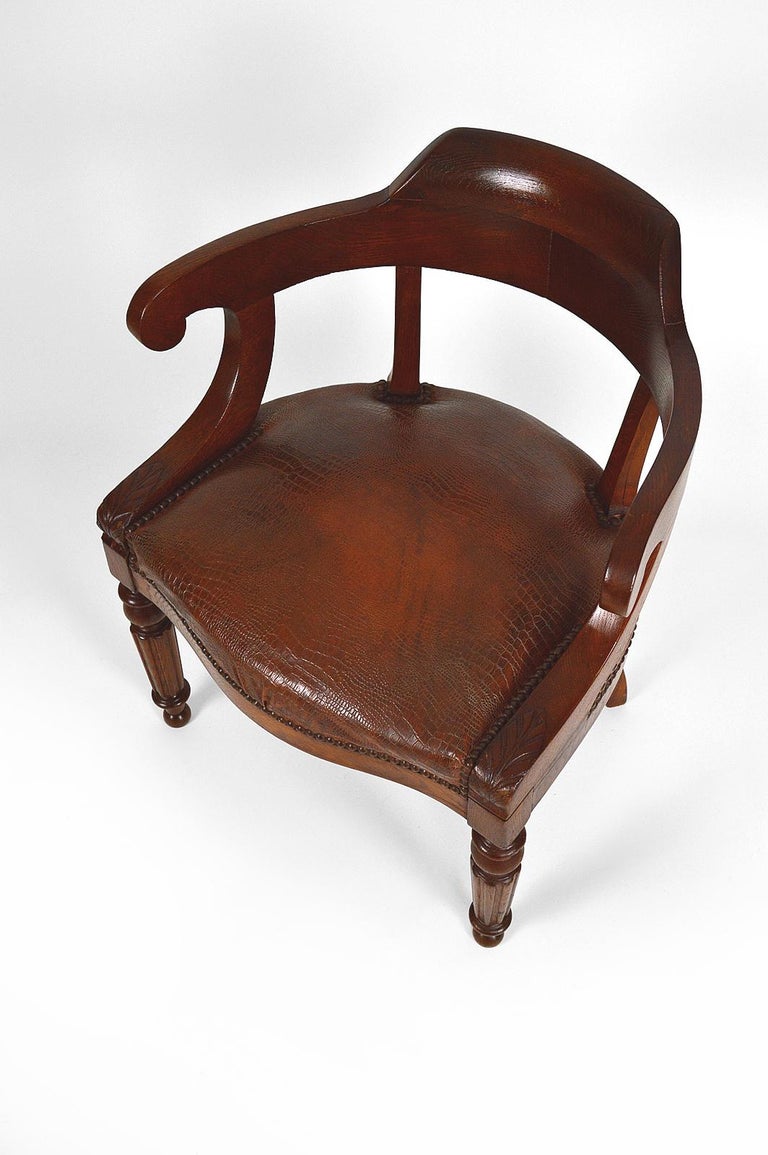 Leather Napoleon III Style Desk Armchair, France, circa 1880 For Sale