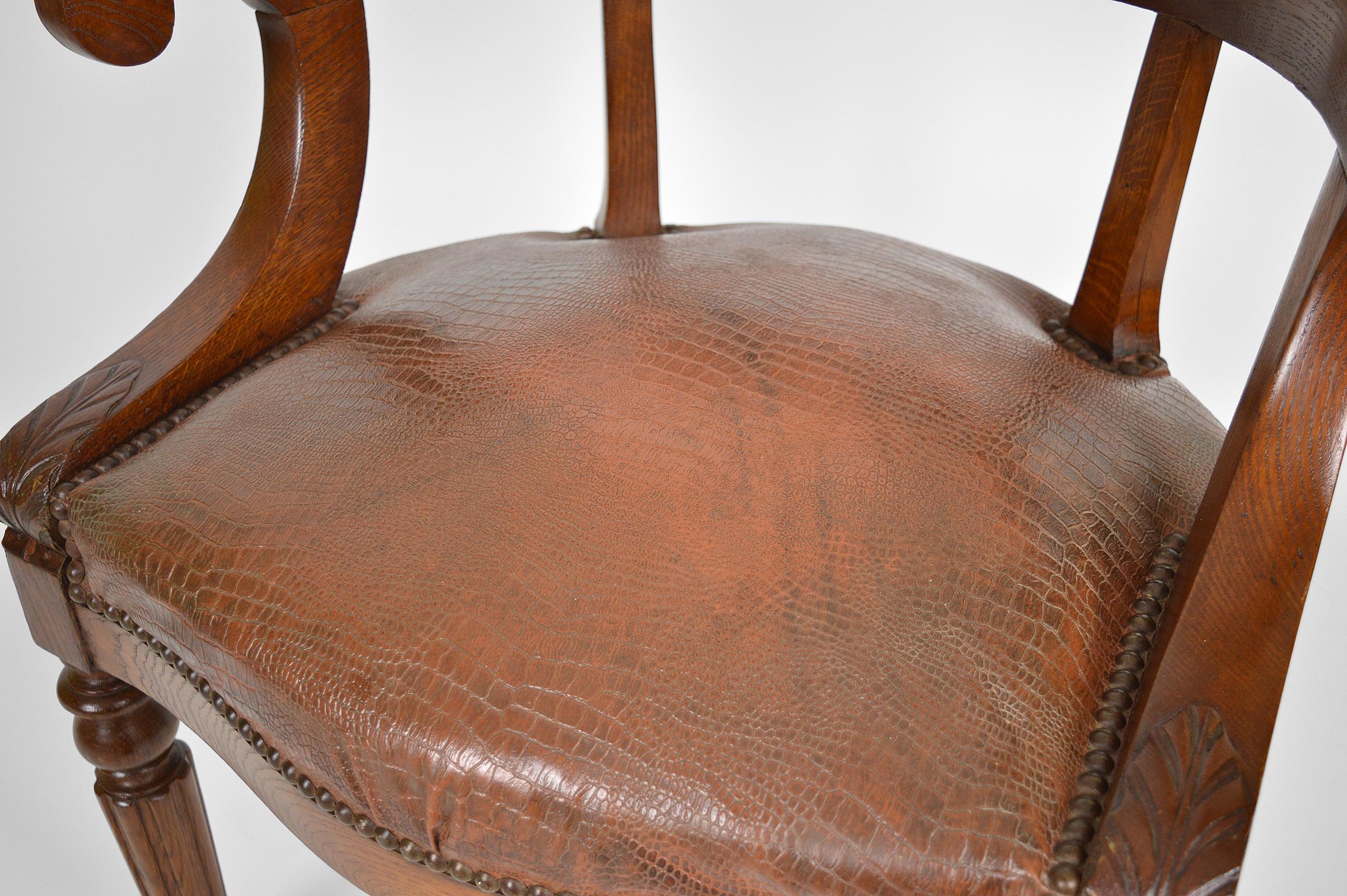 Leather Napoleon III Style Desk Armchair, France, circa 1880 For Sale